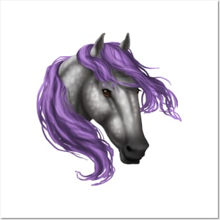 Horse Head - Dapple Purple Mane Posters and Art